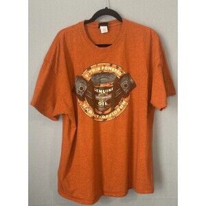 Harley Davidson Men's Orange 2XL Tshirt Texarkana Texas Motorcycle Oil Can Motor